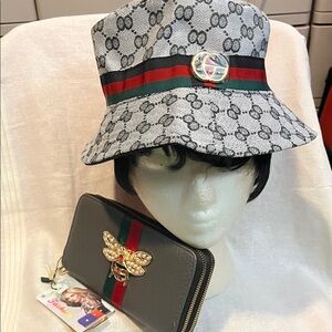 Designer Fashion Bucket Hat and Wallet Set